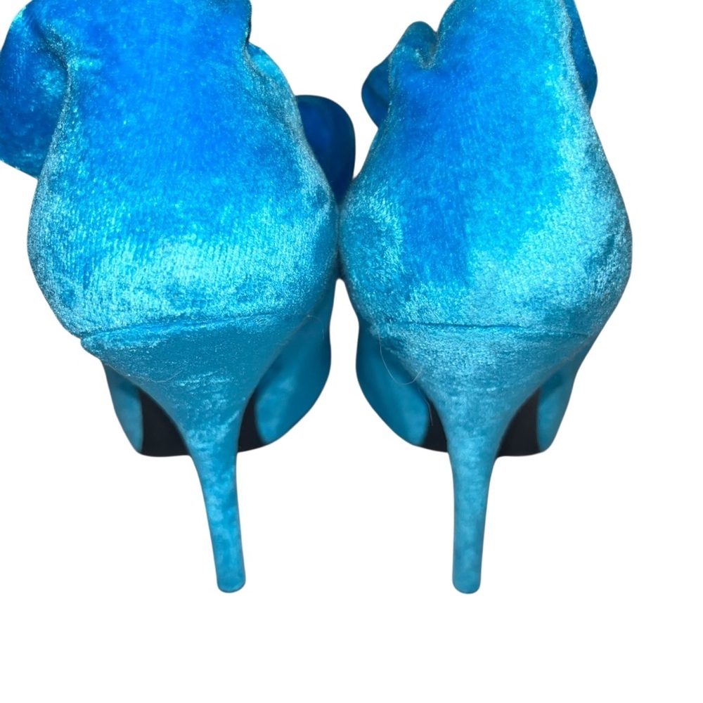 BALENCIAGA Knife Sock Boots Aqua Blue Velvet EU 38.5 US 8 Pointed Heels NWOB ⚪️ - Picture 8 of 12